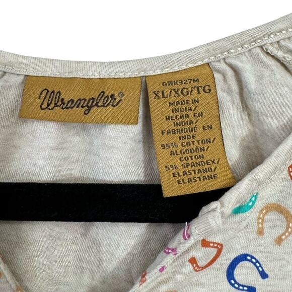 Wrangler Girls 3/4 Bell Sleeve Horse Shoe Top Cowgirl Blouse Size XL‎ Western - Picture 2 of 5